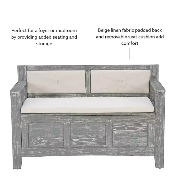 Kirklands Home Benches & Ottomans|Gray and Beige Carlton Storage Bench