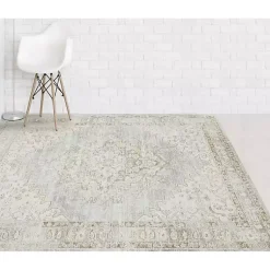 Kirklands Home Area Rugs|Gray and Beige Vintage Medallion Area Rug, 5x7