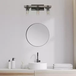 Kirklands Home Flush Mount Lighting|and Black Glass Shade Vanity Light Gray
