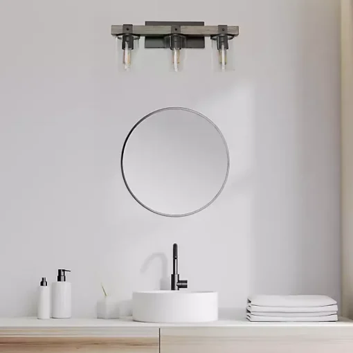 Kirklands Home Flush Mount Lighting|and Black Glass Shade Vanity Light Gray