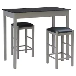 Kirklands Home Dining Sets|Gray and Black 3-pc. Stool and Table Set