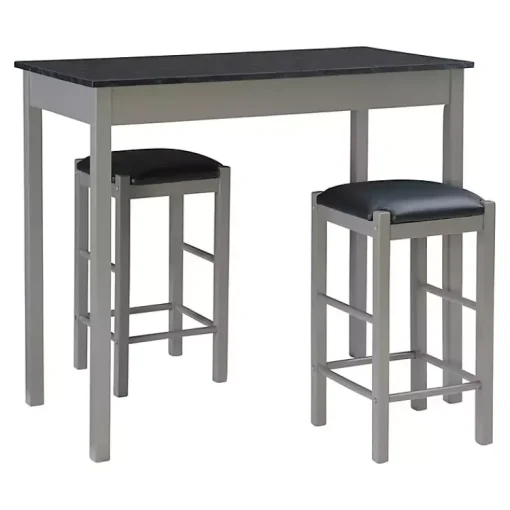 Kirklands Home Dining Sets|Gray and Black 3-pc. Stool and Table Set