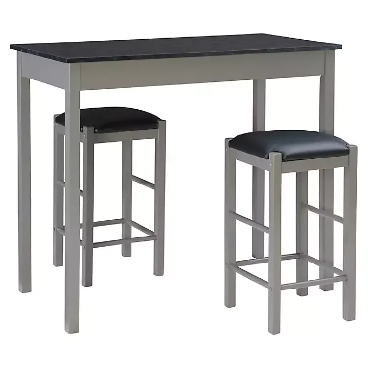 Kirklands Home Dining Sets|Gray and Black 3-pc. Stool and Table Set