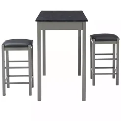 Kirklands Home Dining Sets|Gray and Black 3-pc. Stool and Table Set