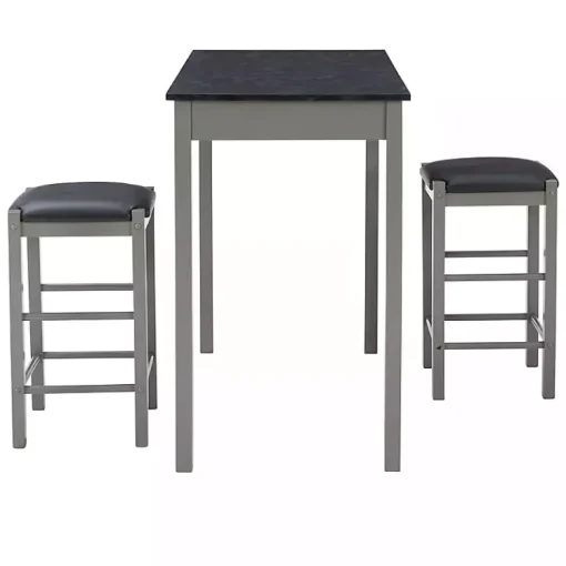 Kirklands Home Dining Sets|Gray and Black 3-pc. Stool and Table Set