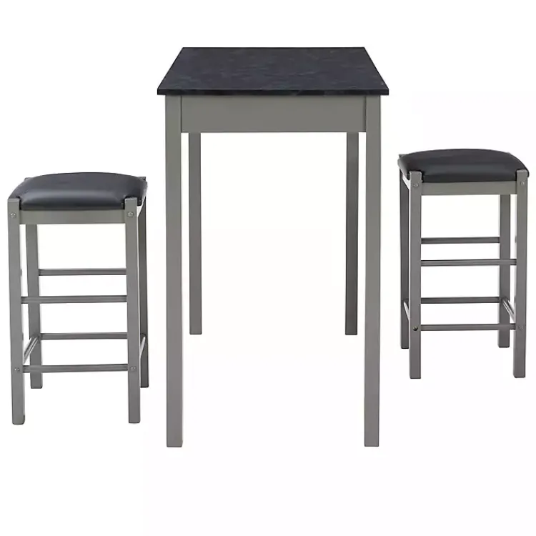 Kirklands Home Dining Sets|Gray and Black 3-pc. Stool and Table Set