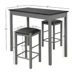 Kirklands Home Dining Sets|Gray and Black 3-pc. Stool and Table Set