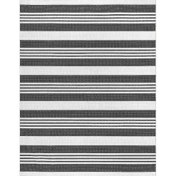 Kirklands Home Area Rugs|Gray and Black Striped Washable Area Rug, 5x8