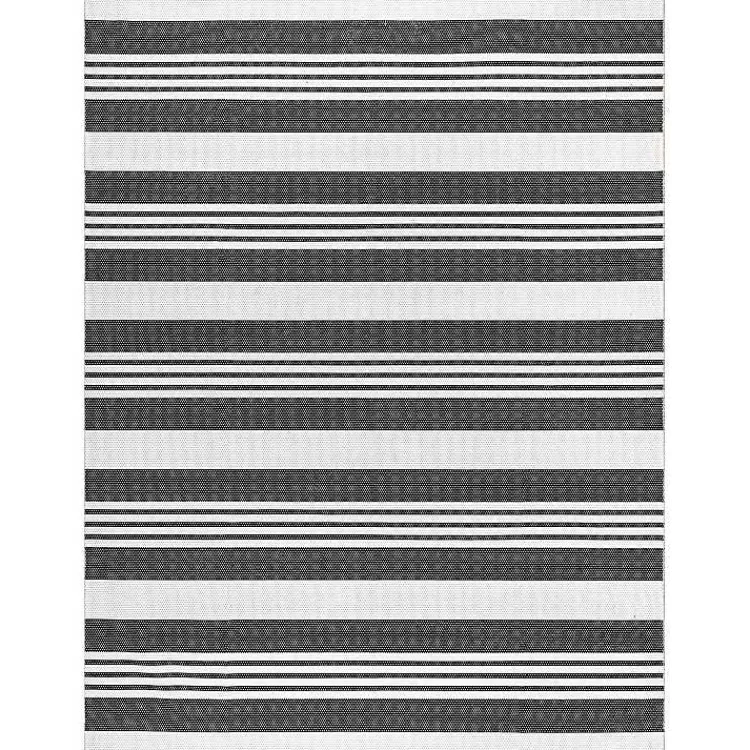 Kirklands Home Area Rugs|Gray and Black Striped Washable Area Rug, 5x8