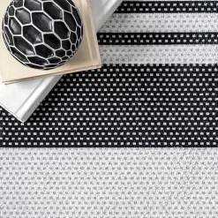 Kirklands Home Area Rugs|Gray and Black Striped Washable Area Rug, 5x8