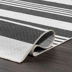 Kirklands Home Area Rugs|Gray and Black Striped Washable Area Rug, 5x8