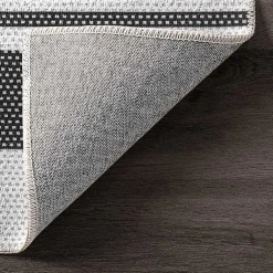 Kirklands Home Area Rugs|Gray and Black Striped Washable Area Rug, 5x8