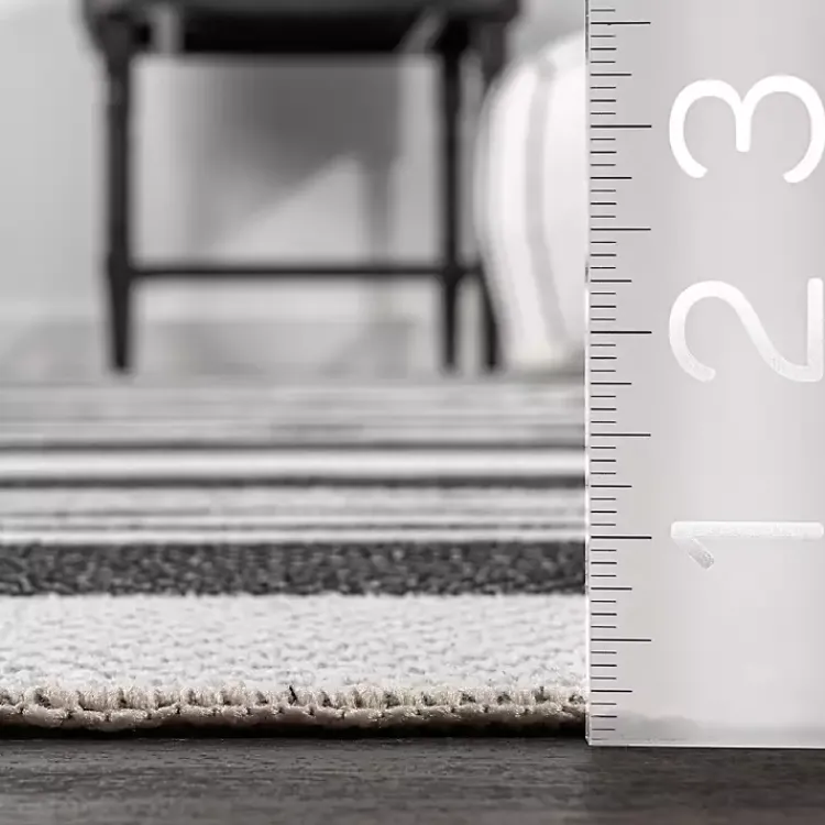 Kirklands Home Area Rugs|Gray and Black Striped Washable Area Rug, 5x8