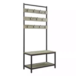 Kirklands Home Entryway Furniture|and Black Wood Bench Hall Tree Gray