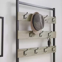 Kirklands Home Entryway Furniture|and Black Wood Bench Hall Tree Gray