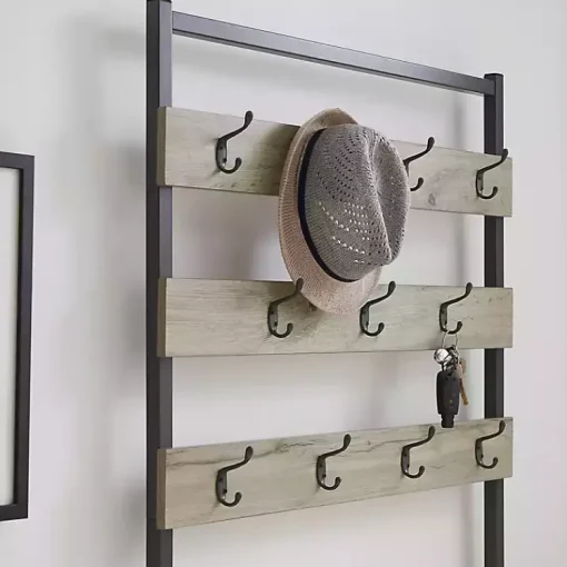 Kirklands Home Entryway Furniture|and Black Wood Bench Hall Tree Gray