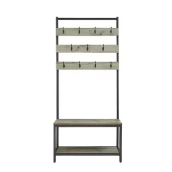 Kirklands Home Entryway Furniture|and Black Wood Bench Hall Tree Gray