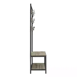 Kirklands Home Entryway Furniture|and Black Wood Bench Hall Tree Gray