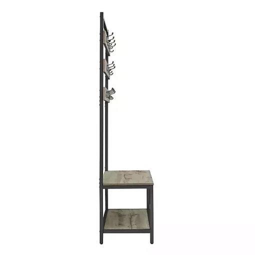 Kirklands Home Entryway Furniture|and Black Wood Bench Hall Tree Gray