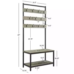 Kirklands Home Entryway Furniture|and Black Wood Bench Hall Tree Gray