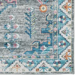 Kirklands Home Area Rugs|Gray and Blue Barron Washable Area Rug, 5x7