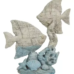Discount Gray and Blue Fish Statue Statues & Figurines