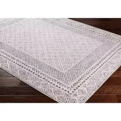 Kirklands Home Area Rugs|Gray and Cream Border Harrah Area Rug, 5x7
