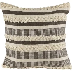 Kirklands Home Outdoor Cushions & Pillows|Gray and Cream Striped Indoor/Outdoor Pillow