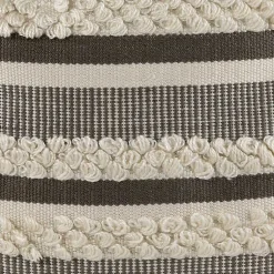 Kirklands Home Outdoor Cushions & Pillows|Gray and Cream Striped Indoor/Outdoor Pillow