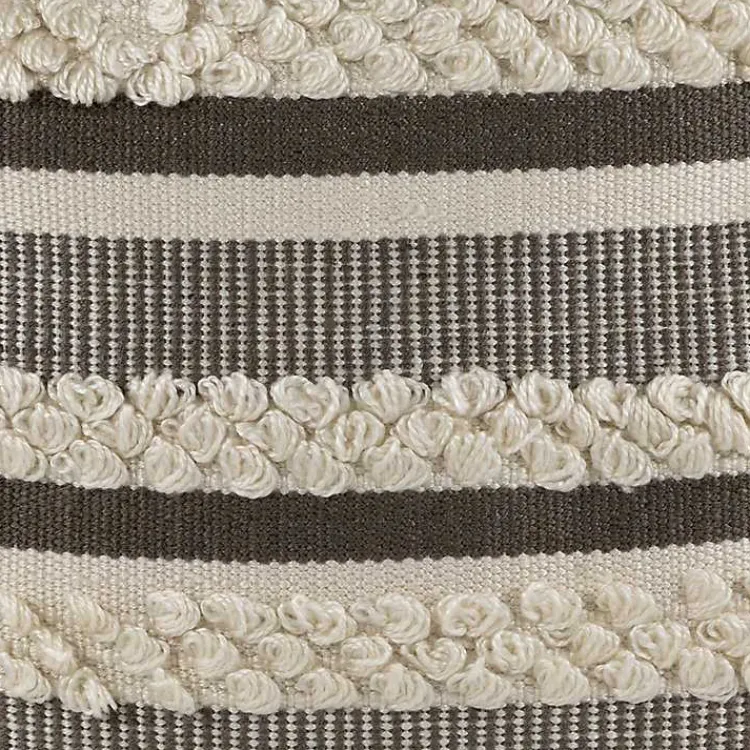 Kirklands Home Outdoor Cushions & Pillows|Gray and Cream Striped Indoor/Outdoor Pillow