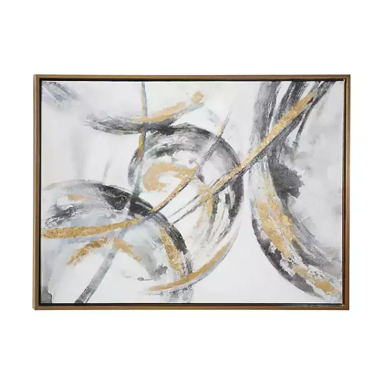 Kirklands Home Canvas Art|Gray and Gold Abstract Framed Canvas Art Print