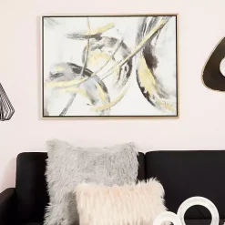 Kirklands Home Canvas Art|Gray and Gold Abstract Framed Canvas Art Print