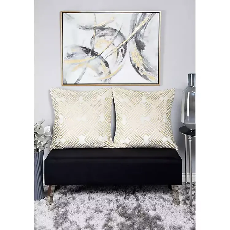 Kirklands Home Canvas Art|Gray and Gold Abstract Framed Canvas Art Print