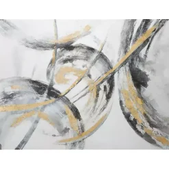 Kirklands Home Canvas Art|Gray and Gold Abstract Framed Canvas Art Print