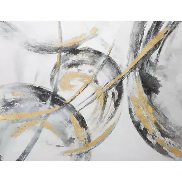 Kirklands Home Canvas Art|Gray and Gold Abstract Framed Canvas Art Print