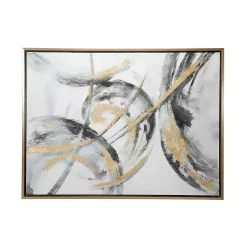 Kirklands Home Canvas Art|Gray and Gold Abstract Framed Canvas Art Print
