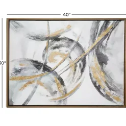 Kirklands Home Canvas Art|Gray and Gold Abstract Framed Canvas Art Print