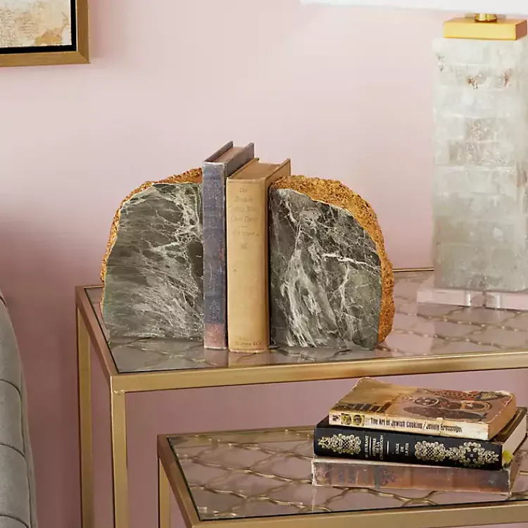 Best Gray and Marble Geode Bookends, Set of 2 Decorative Accents