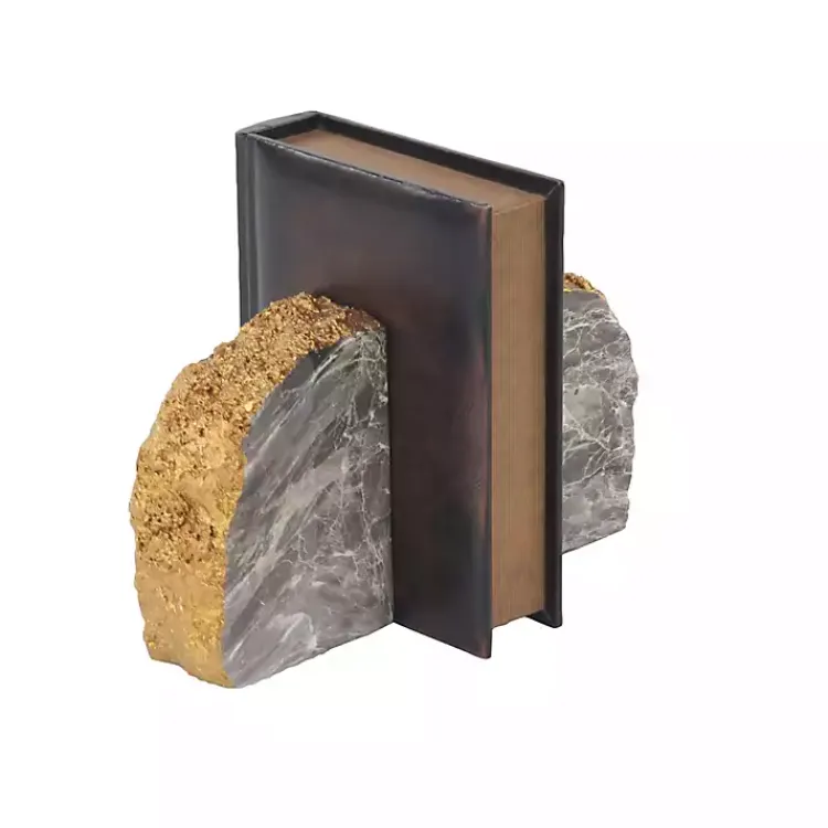 Best Gray and Marble Geode Bookends, Set of 2 Decorative Accents