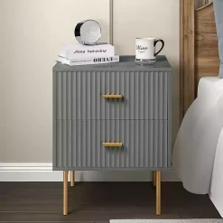 Kirklands Home Nightstands|and Gold Modern Ceandro Nightstand Gray