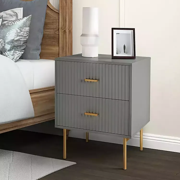 Kirklands Home Nightstands|and Gold Modern Ceandro Nightstand Gray