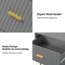 Kirklands Home Nightstands|and Gold Modern Ceandro Nightstand Gray