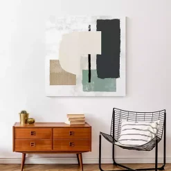 Kirklands Home Canvas Art|Gray and Green Abstract Geometric Canvas Wall Art