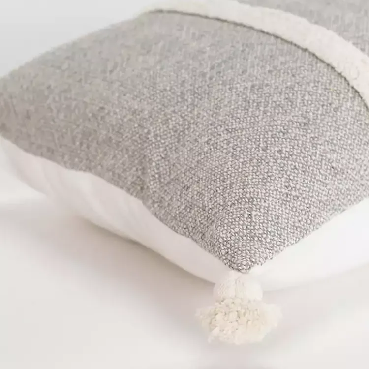 Hot Gray and Ivory Artisanal Striped Lumbar Pillow Pillows