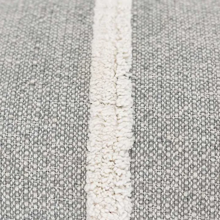Hot Gray and Ivory Artisanal Striped Lumbar Pillow Pillows