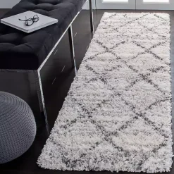 Kirklands Home Area Rugs|Gray and Ivory Fontana Shag Runner, 2x8