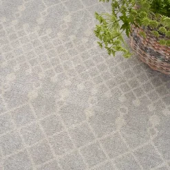 Kirklands Home Area Rugs|Gray and Ivory Moroccan Trellis Area Rug, 7x9