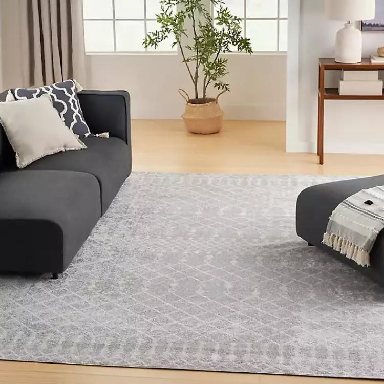 Kirklands Home Area Rugs|Gray and Ivory Moroccan Trellis Area Rug, 9x12