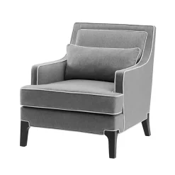 Kirklands Home Accent Chairs|and Ivory Trim Upholstered Armchair Gray