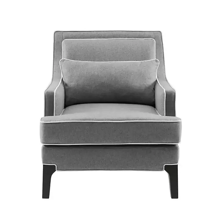 Kirklands Home Accent Chairs|and Ivory Trim Upholstered Armchair Gray